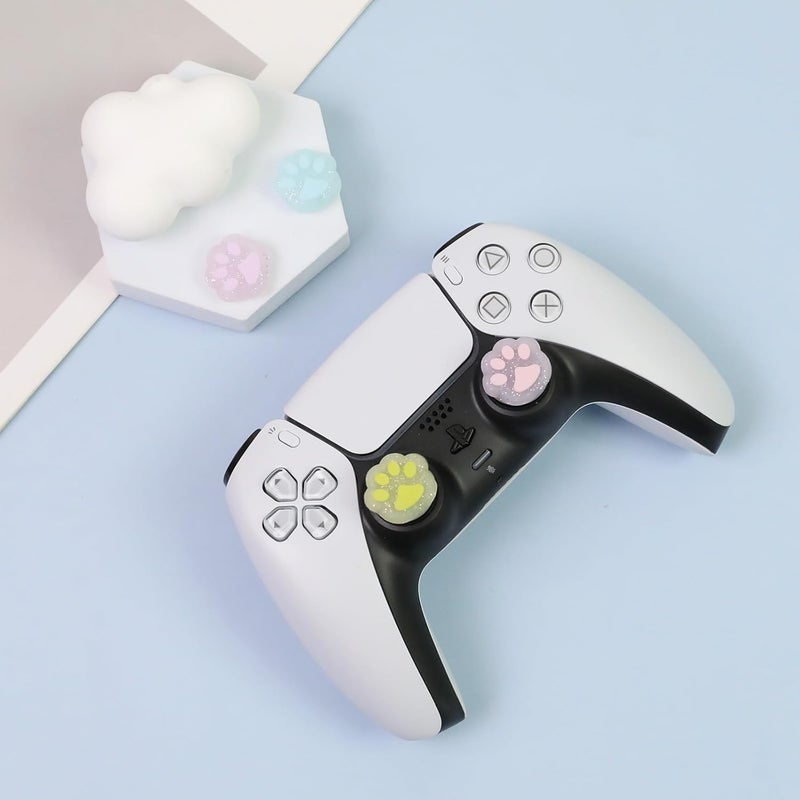 FlyingMage Glitter Cat Paw Switch 2 Joycon Thumb Grips Caps, 4 PCS Cute Kawaii 3D Silicone Analog Thumbstick Button Cover for PS5/PS4, Xbox Series X/S, Xbox One, Switch PRO Controller Joystick Caps - Image 5